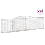 Arched Gabion Baskets 15 pcs 400x30x100/120 cm Galvanised Iron