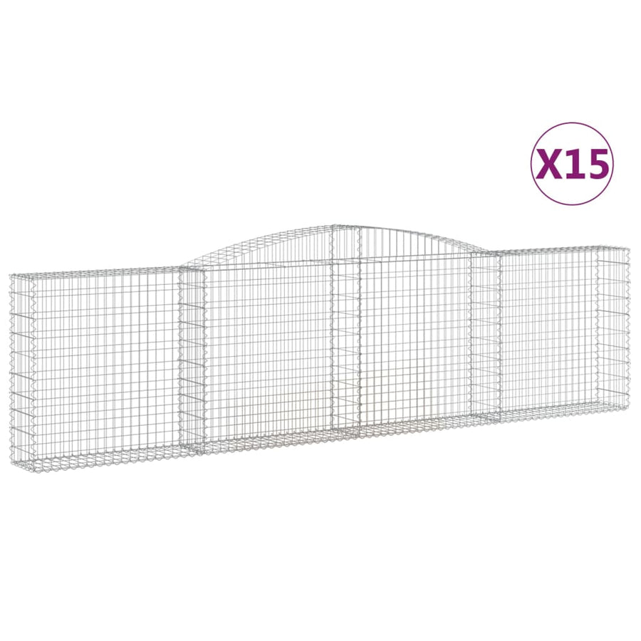 Arched Gabion Baskets 15 pcs 400x30x100/120 cm Galvanised Iron