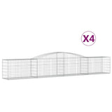 Arched Gabion Baskets 4 pcs 400x50x60/80 cm Galvanised Iron - Front View