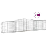 Arched Gabion Baskets 10 pcs 400x50x80/100 cm Galvanised Iron - Front View