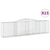 Arched Gabion Baskets 15 pcs 400x50x100/120 cm Galvanised Iron - Front View
