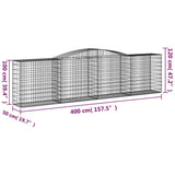 Arched Gabion Baskets 15 pcs 400x50x100/120 cm Galvanised Iron - Rear View
