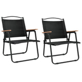 Camping Chairs 2 pcs Black 54x55x78 cm Oxford Fabric - Front View