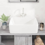 Wash Basin White 48x37x13 cm Ceramic Rectangle - Side View