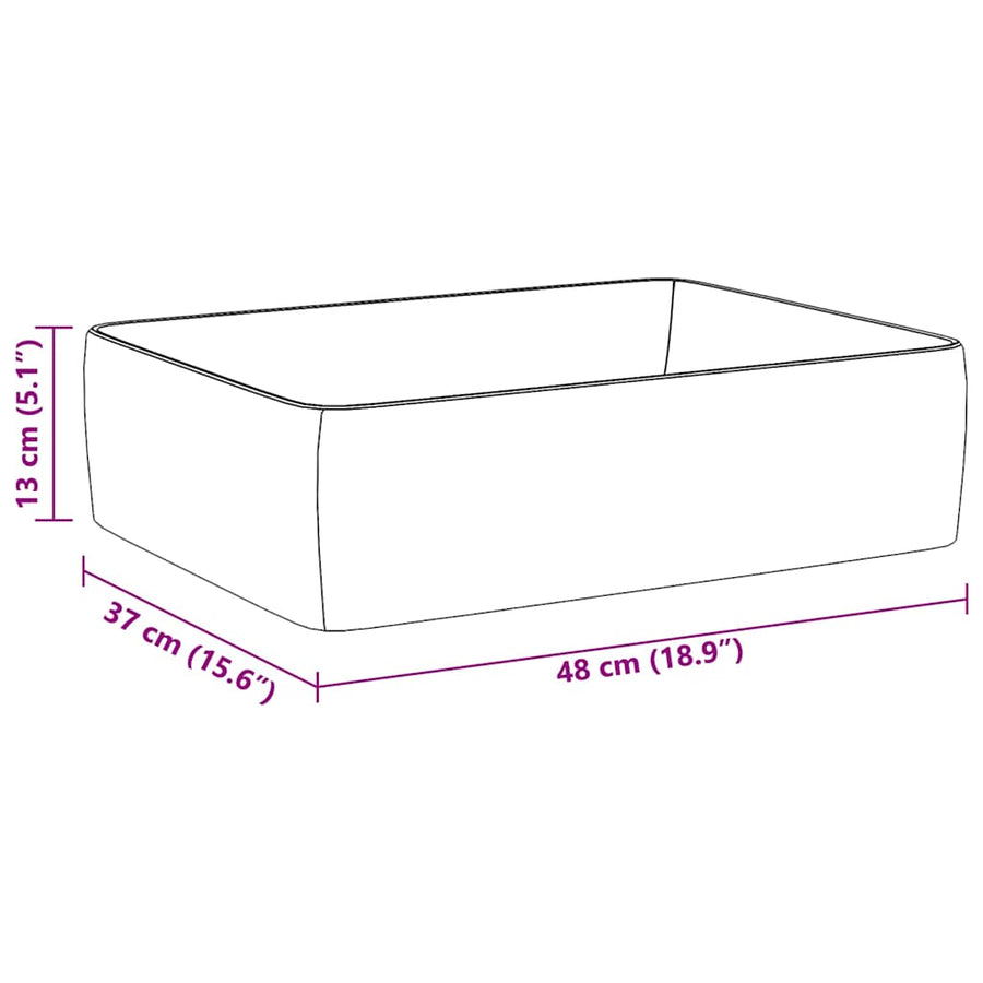 Wash Basin White 48x37x13 cm Ceramic Rectangle
