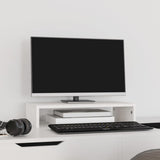 Monitor Stand White 50x27x10 cm Solid Wood Pine - Side View