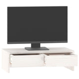 Monitor Stand White 50x27x15 cm Solid Wood Pine - Top-Down View