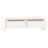 Monitor Stand White 50x27x15 cm Solid Wood Pine - Rear View