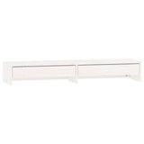 Monitor Stand White 100x27x15 cm Solid Wood Pine - Front View
