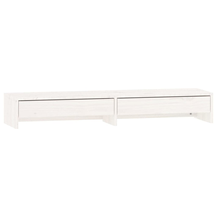 Monitor Stand White 100x27x15 cm Solid Wood Pine