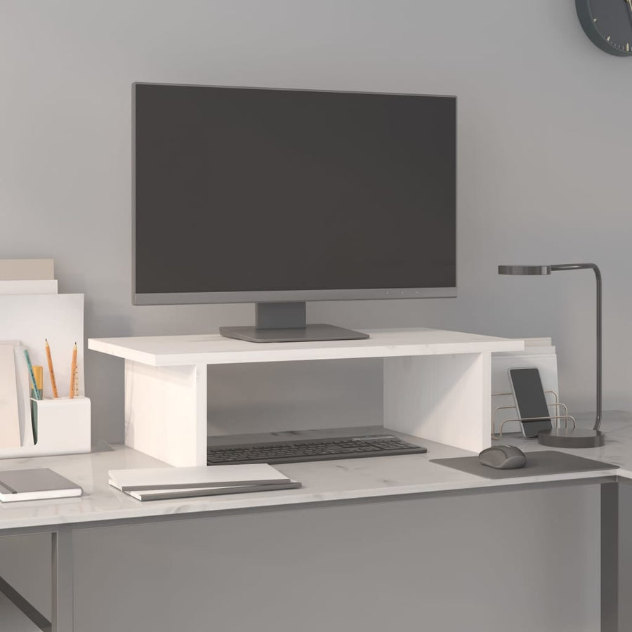 Monitor Stand White 50x27x15 cm Solid Wood Pine