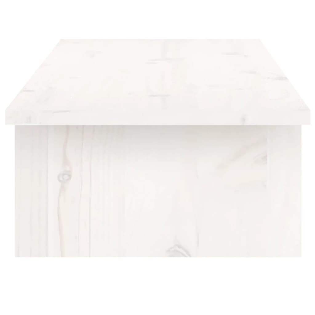 Monitor Stand White 100x27x15 cm Solid Wood Pine