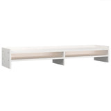 Monitor Stand White 100x24x16 cm Solid Wood Pine - Front View