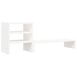 Monitor Stand White 81x20x30 cm Solid Wood Pine - Front View