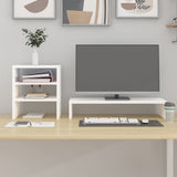 Monitor Stand White 81x20x30 cm Solid Wood Pine - Side View
