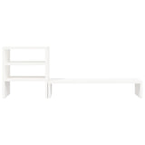 Monitor Stand White 81x20x30 cm Solid Wood Pine - Close-Up Angle