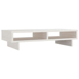 Monitor Stand White 60x27x14 cm Solid Wood Pine - Front View