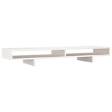 Monitor Stand White 100x27x14 cm Solid Wood Pine - Front View