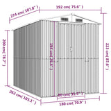 Garden Shed Green 192x274x223 cm Galvanised Steel - Low Angle
