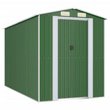 Garden Shed Green 192x357x223 cm Galvanised Steel - Front View
