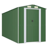 Garden Shed Green 192x440x223 cm Galvanised Steel - Front View