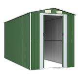 Garden Shed Green 192x440x223 cm Galvanised Steel - Side View