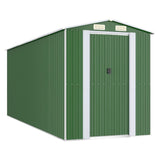 Garden Shed Green 192x523x223 cm Galvanised Steel - Front View