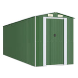 Garden Shed Green 192x606x223 cm Galvanised Steel - Front View