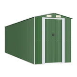 Garden Shed Green 192x689x223 cm Galvanised Steel - Front View