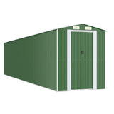 Garden Shed Green 192x938x223 cm Galvanised Steel - Front View