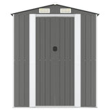 Garden Shed Light Grey 192x274x223 cm Galvanised Steel - Side View