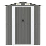 Garden Shed Light Grey 192x357x223 cm Galvanised Steel - Side View