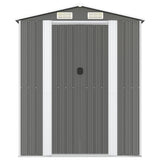Garden Shed Light Grey 192x440x223 cm Galvanised Steel