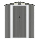 Garden Shed Light Grey 192x440x223 cm Galvanised Steel - Side View