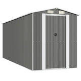 Garden Shed Light Grey 192x523x223 cm Galvanised Steel - Front View
