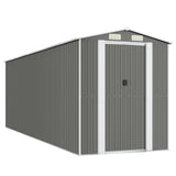 Garden Shed Light Grey 192x606x223 cm Galvanised Steel - Front View