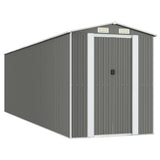 Garden Shed Light Grey 192x689x223 cm Galvanised Steel - Front View