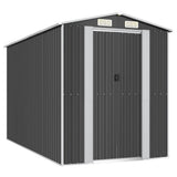 Garden Shed Anthracite 192x357x223 cm Galvanised Steel - Front View