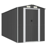 Garden Shed Anthracite 192x440x223 cm Galvanised Steel - Front View