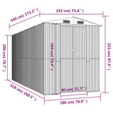 Garden Shed Anthracite 192x440x223 cm Galvanised Steel - Low Angle