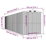 Garden Shed Anthracite 192x855x223 cm Galvanised Steel