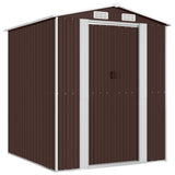 Garden Shed Dark Brown 192x191x223 cm Galvanised Steel - Front View