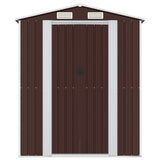 Garden Shed Dark Brown 192x191x223 cm Galvanised Steel - Side View