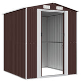 Garden Shed Dark Brown 192x191x223 cm Galvanised Steel - Top-Down View