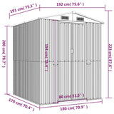 Garden Shed Dark Brown 192x191x223 cm Galvanised Steel - Low Angle