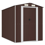 Garden Shed Dark Brown 192x274x223 cm Galvanised Steel - Front View
