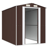 Garden Shed Dark Brown 192x274x223 cm Galvanised Steel - Top-Down View