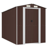 Garden Shed Dark Brown 192x357x223 cm Galvanised Steel - Front View