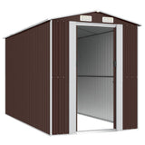 Garden Shed Dark Brown 192x357x223 cm Galvanised Steel - Top-Down View