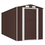 Garden Shed Dark Brown 192x440x223 cm Galvanised Steel - Front View